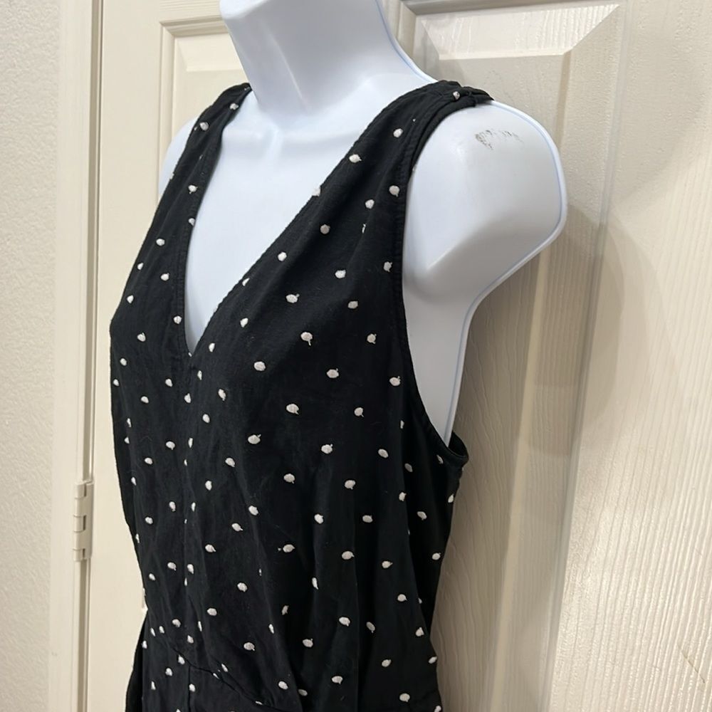 Loft Shorts Romper Sz 10 Black White Embroidered Polka Dot 55% Linen 45% Viscose - Picture 4 of 11